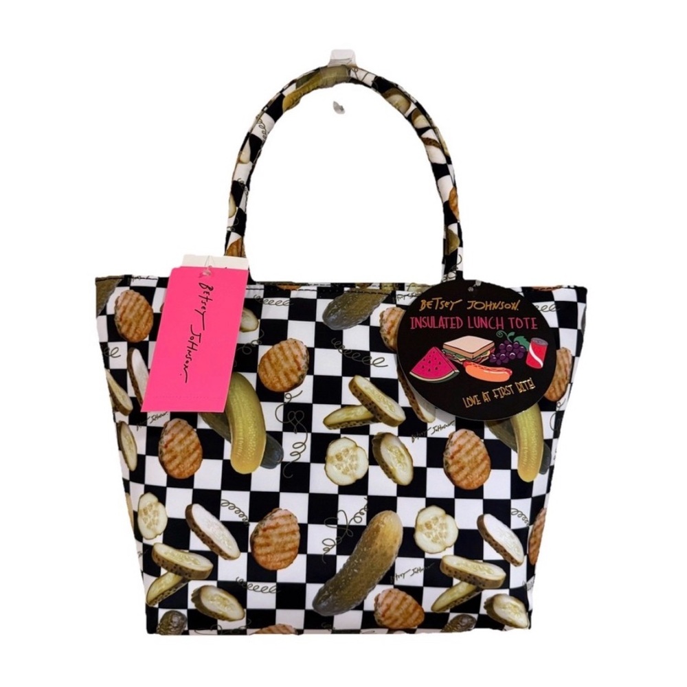 👉✨️Betsey Johnson Checkered lunch  Tote with pickles
